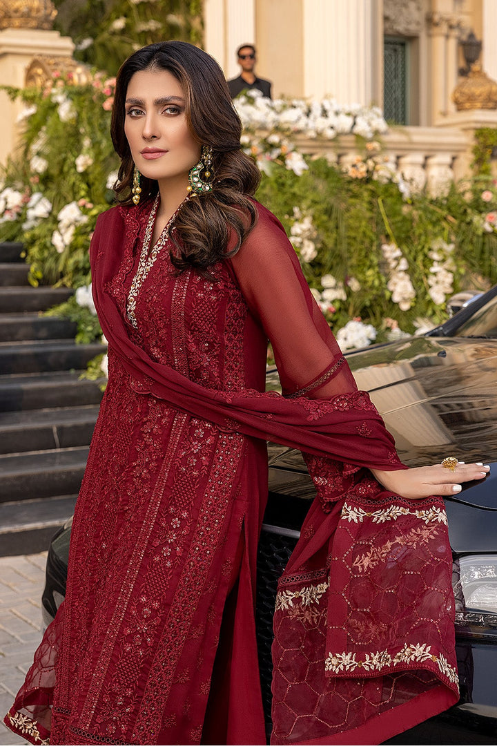 Azure Chiffon Embroidered Unstitched 3PC SK-2409