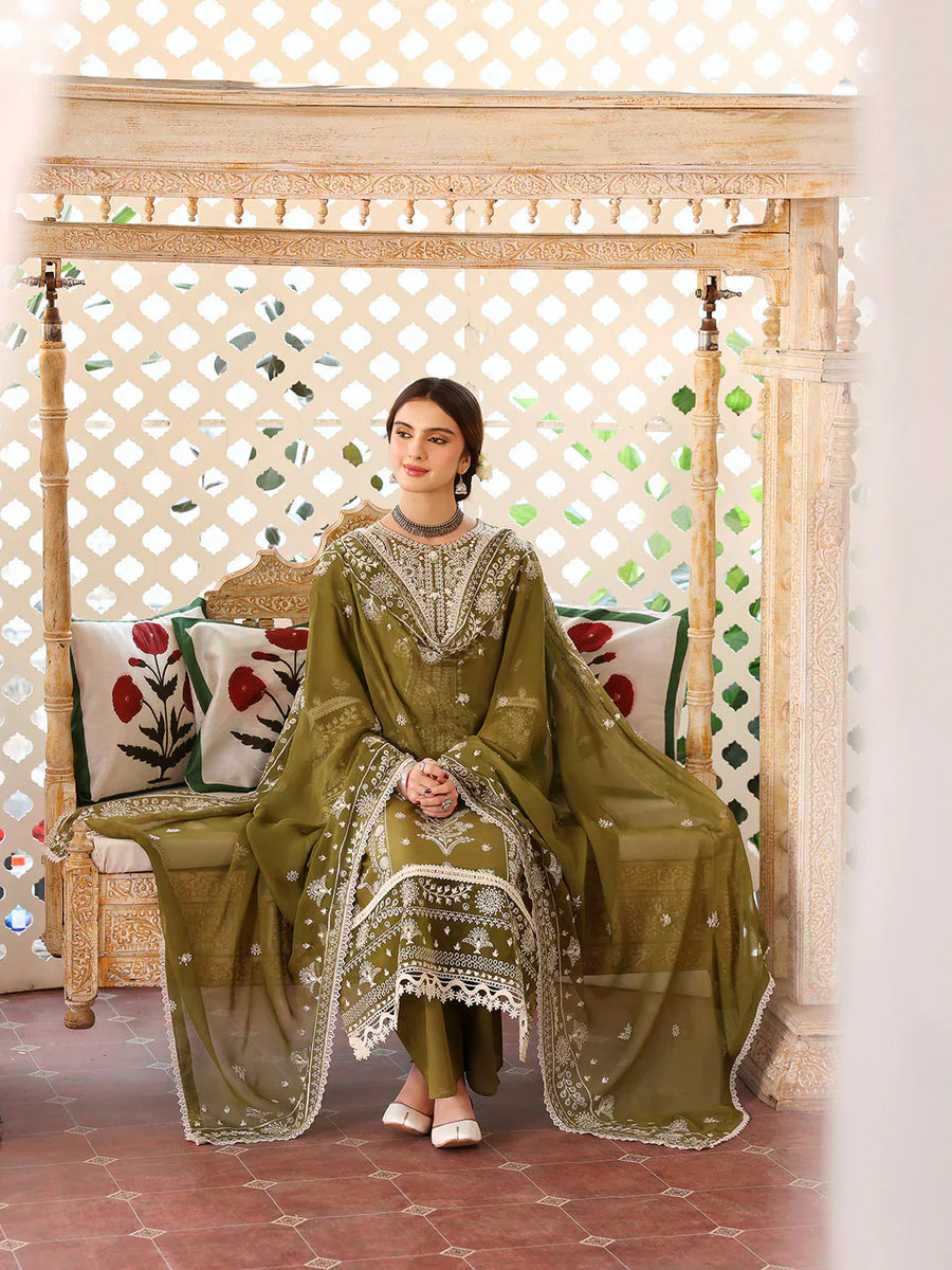 Mahnur Summer Lawn Embroidered Unstitched 3PC FF-1090